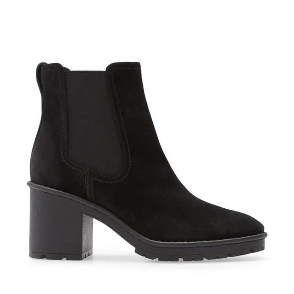 Vince Black Suede Chelsea Block Heel Ankle Booties